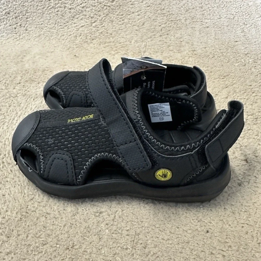 Body Glove Youth 13 Black River‎ Sandals Mesh Water Shoes Hook Loop New